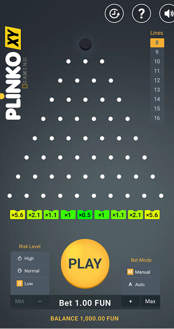 Мобильная версия Plinko XY от Bgaming